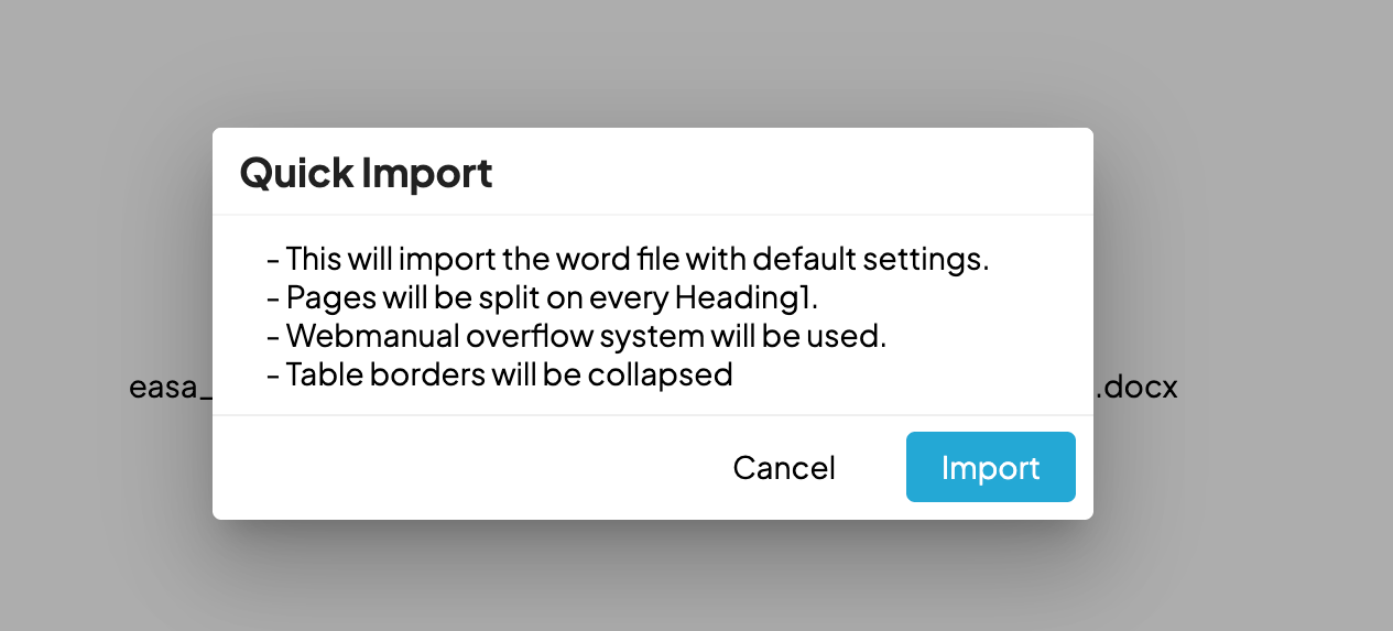 How to import a Word Document? (Quick Import) – Web Manuals