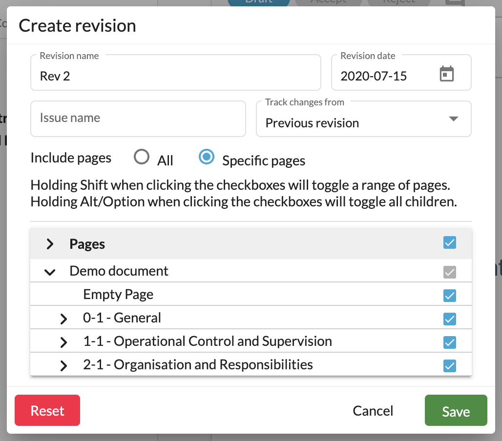 How to create or change revision details – Web Manuals